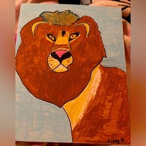 The King 8 x 10 panel canvas board brand new draw by Cindy F come with frame.